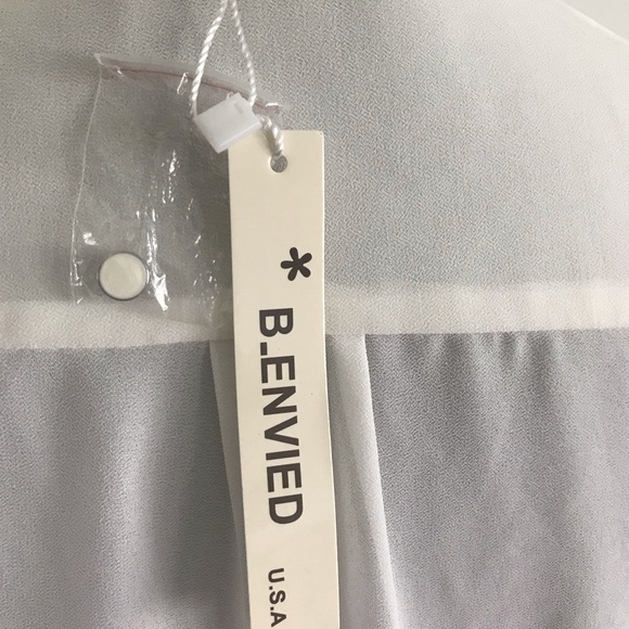 B_Envied white pleated bust tank with cuffed sleeves. NWT - Picture 7 of 10